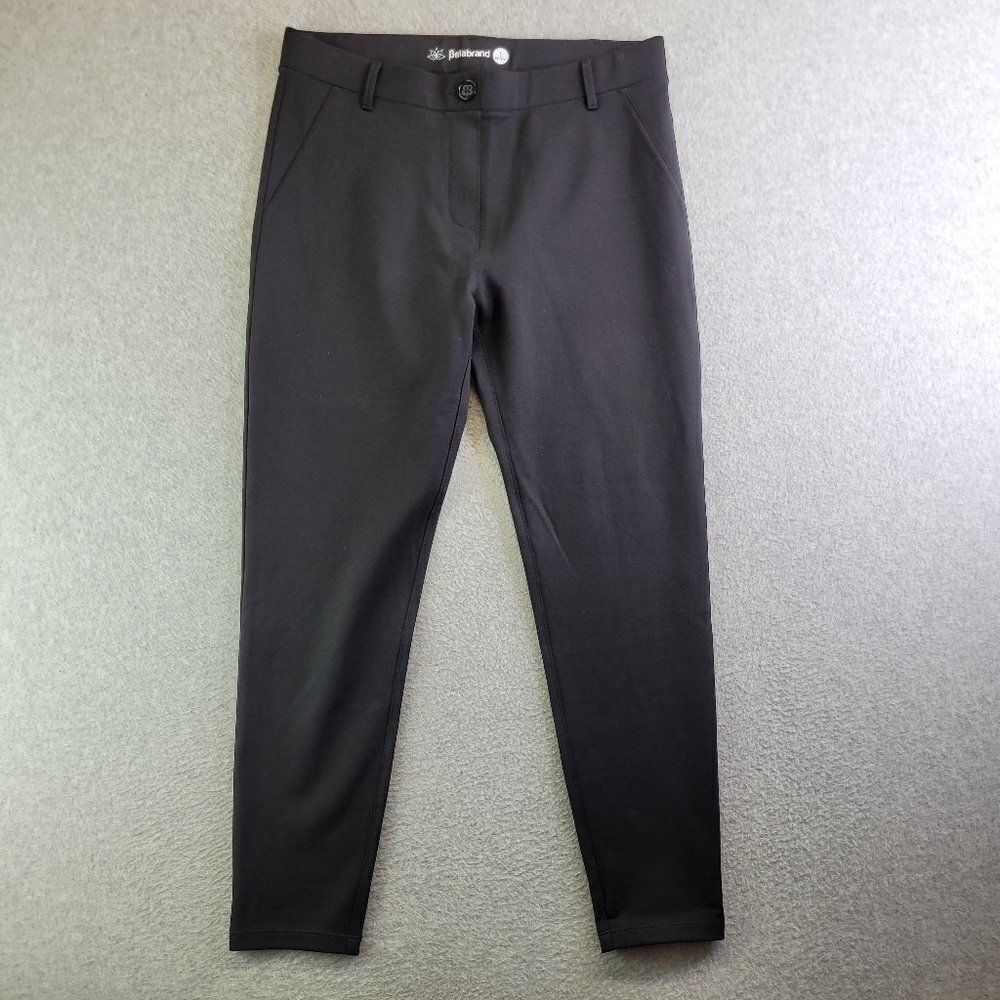 Betabrand Pants Womens Large Petite Black Pull On Tapered Leg Mid Rise Dress